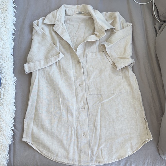 BRAND NEW Abercrombie and Fitch oversized linen button down size XXS and size S - Picture 2 of 3